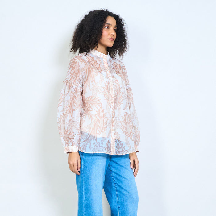 Floral print long sleeve button shirt wholesale