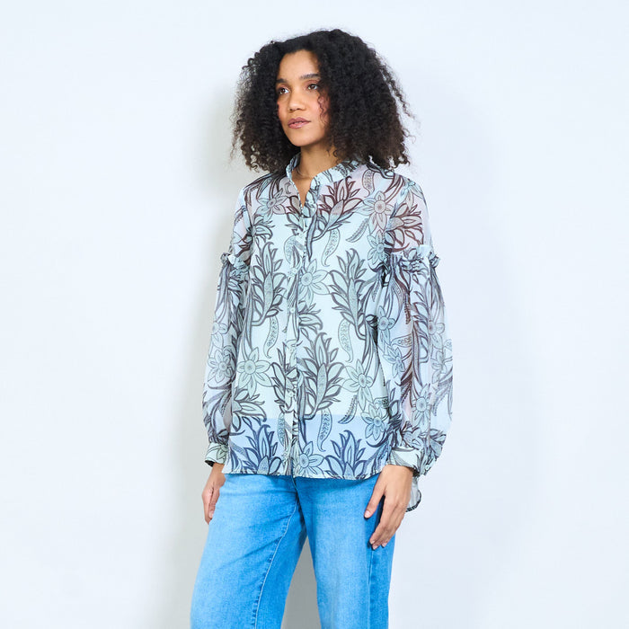 Floral print long sleeve button shirt wholesale