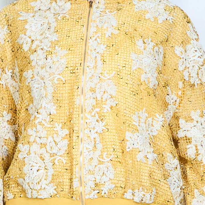 Floral textured zip up bomber jacket wholesale