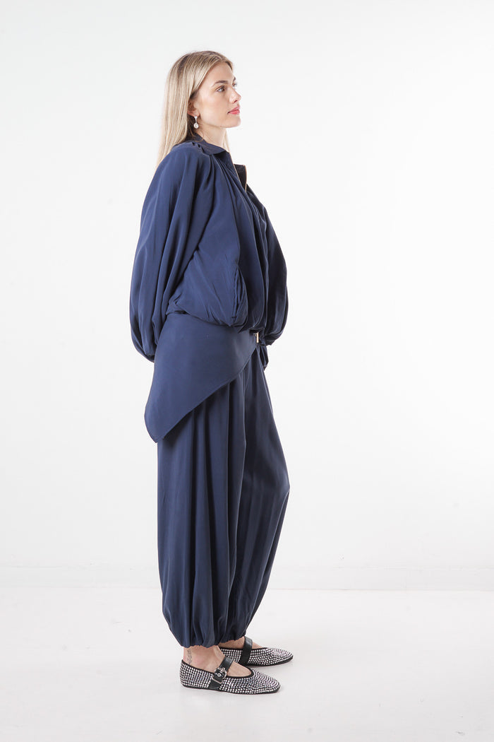 Fluid drawstring waist trousers with wrap scarf detail wholesale