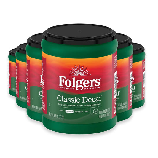 Folgers Classic Decaf Ground Coffee - 9.6 oz - 6 Pack