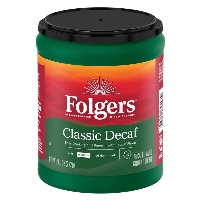 Folgers Classic Decaf Ground Coffee - 9.6 oz - 6 Pack