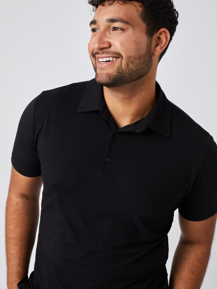 Matheus is 6', 210LBS and wears a size XL # Foundation Performance Polo 3-pack Studio Size XL | Fresh Clean Threads