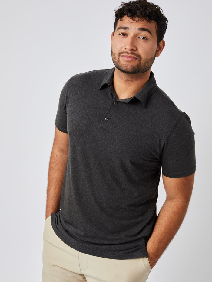 Matheus is 6', 210LBS and wears a size XL # Foundation Performance Polo 3-pack Studio Size XL | Fresh Clean Threads