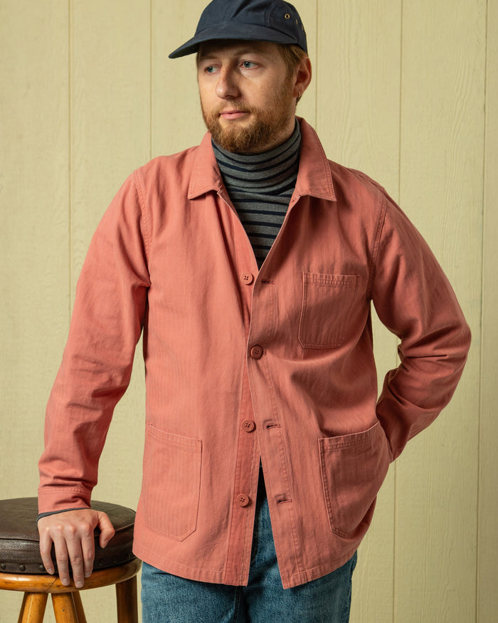 French Workman’s Jacket in Breton Red Herringbone