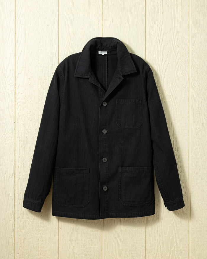 French Workman’s Jacket in Graphite Herringbone