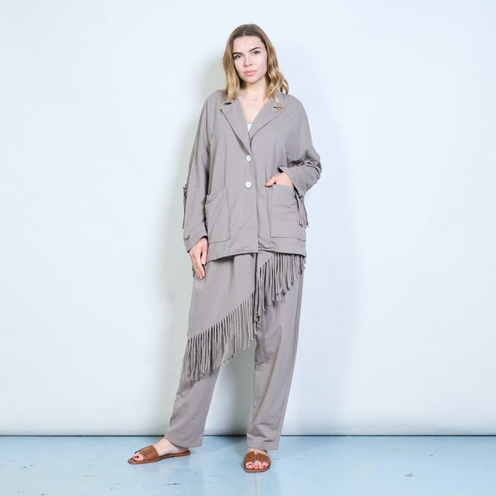 Fringe sleeve oversized button front cardigan wholesale