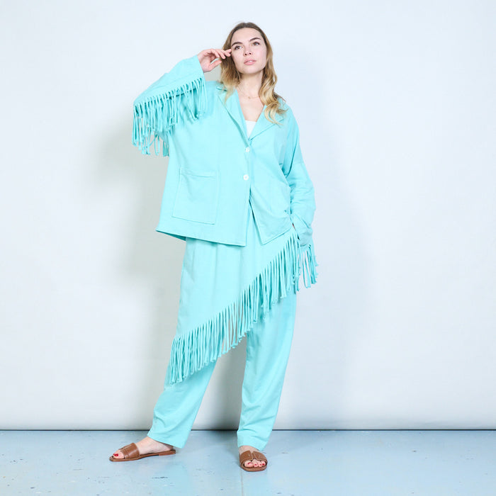 Fringe sleeve oversized button front cardigan wholesale