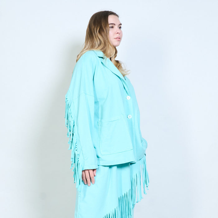 Fringe sleeve oversized button front cardigan wholesale