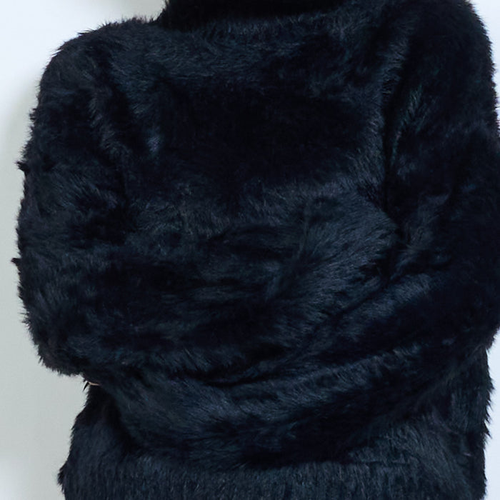 Fuzzy oversized high-neck long sleeve pullover wholesale