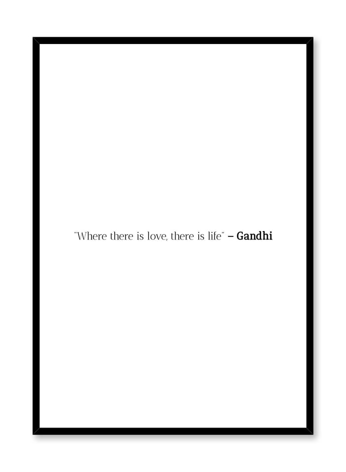 Scandinavian poster with black and white graphic typography design of Gandhi quote text by Opposite Wall