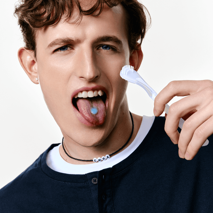 GENTLE CLEANING Tongue gel + Dual-sided cleaner in White