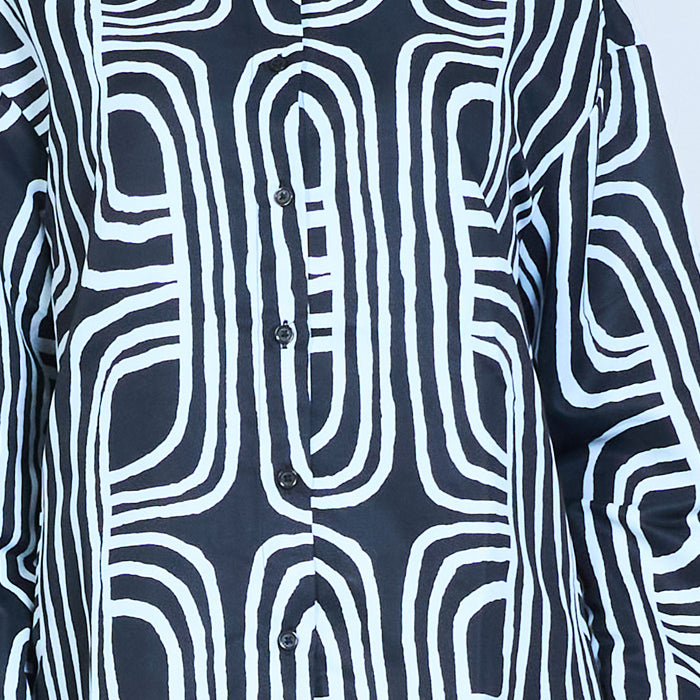 Geometric abstract print button down shirt wholesale