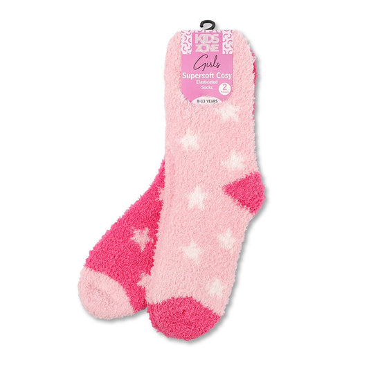 Girls Cosy Socks Pink Star 2 Pack 339528-star