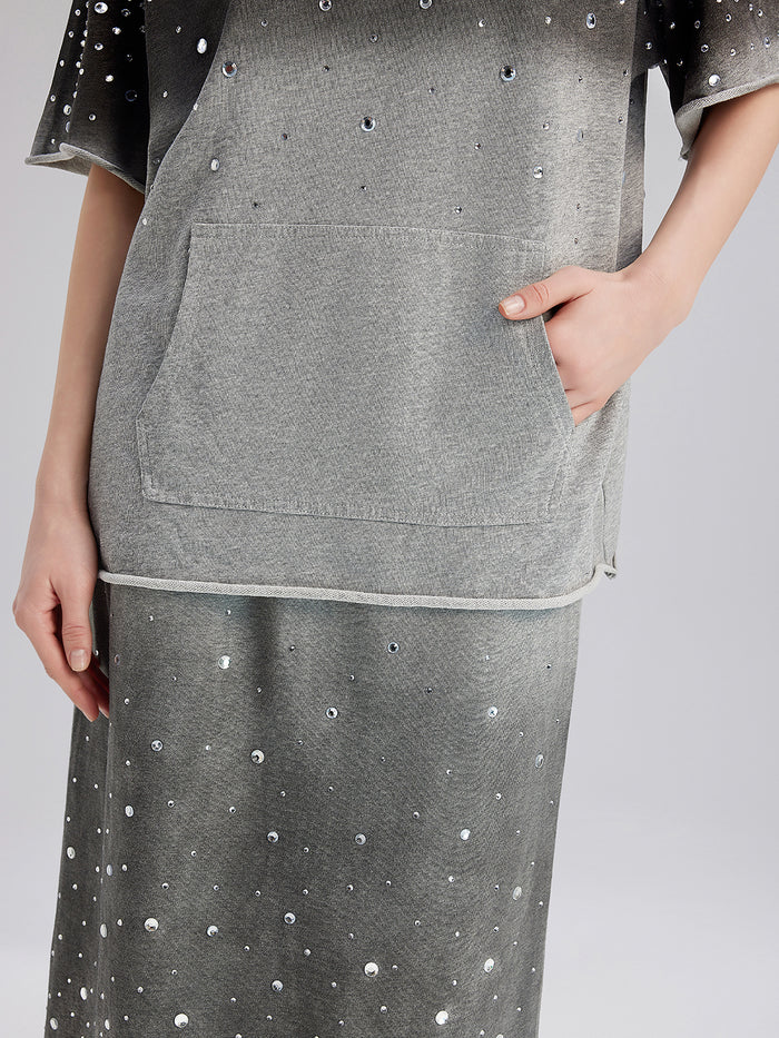 Gradient-Coated Rhinestone Knit Tee