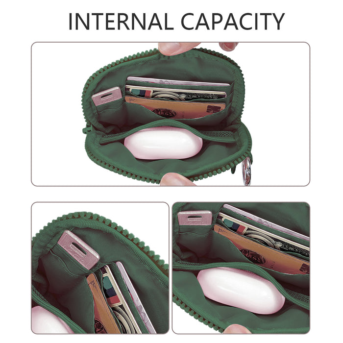 Green Checkered Mini Zippered Wristlet Wallet