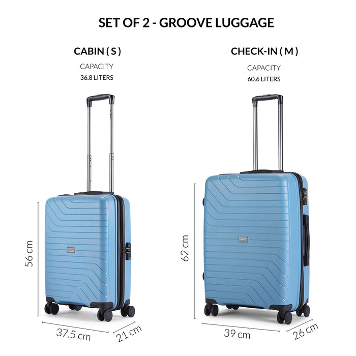 Groove Luggage Set of 2, lightweight spinner luggage for domestic flights