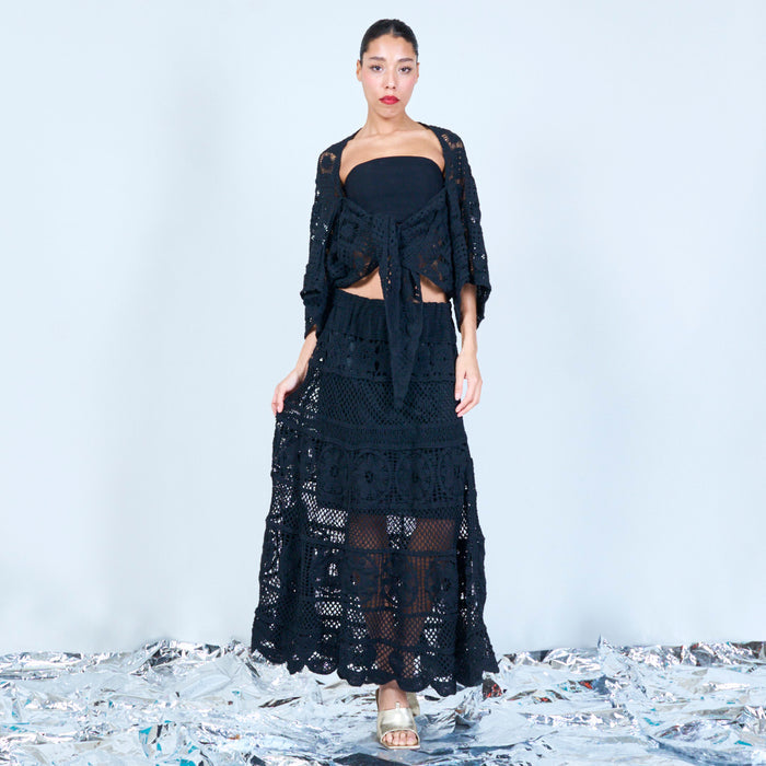 Handcrafted crochet tie-front cardigan wholesale
