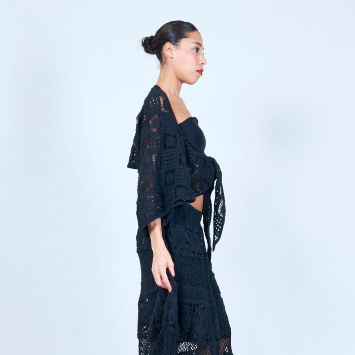 Handcrafted crochet tie-front cardigan wholesale