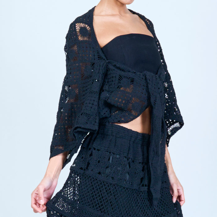 Handcrafted crochet tie-front cardigan wholesale
