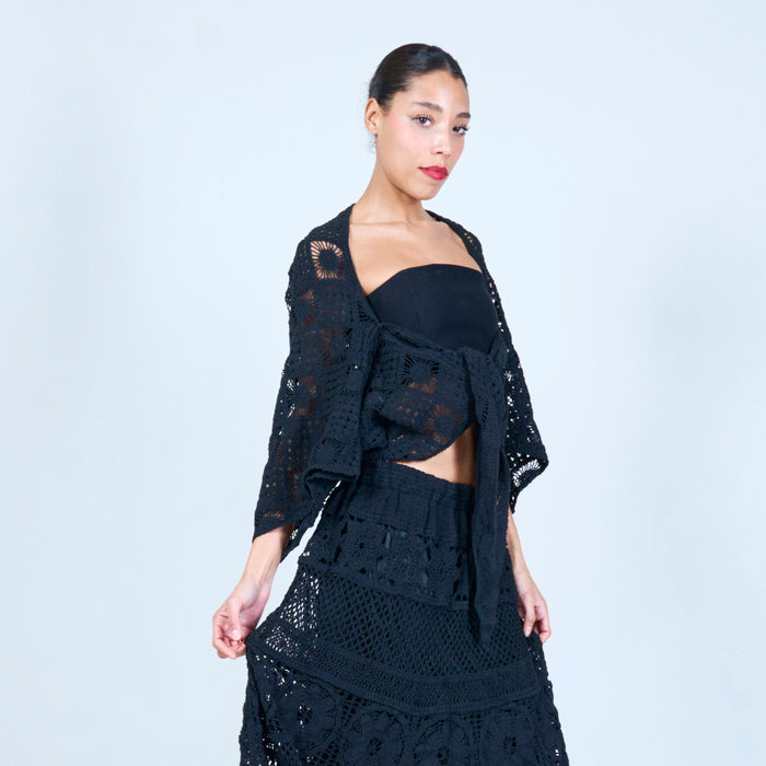 Handcrafted crochet tie-front cardigan wholesale