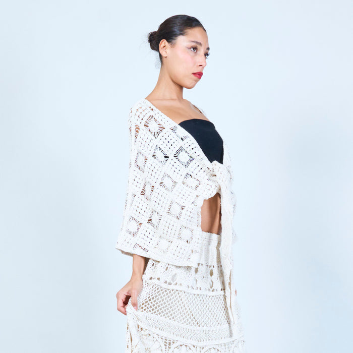 Handcrafted crochet tie-front cardigan wholesale