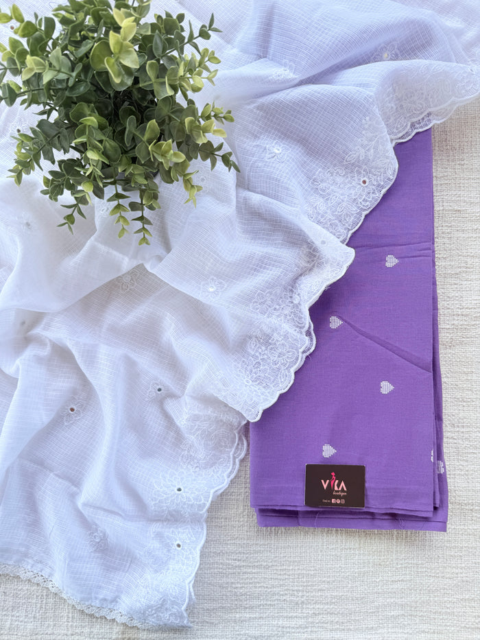 Handloom cotton suit set with white dupatta