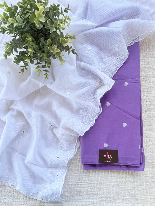 Handloom cotton suit set with white dupatta