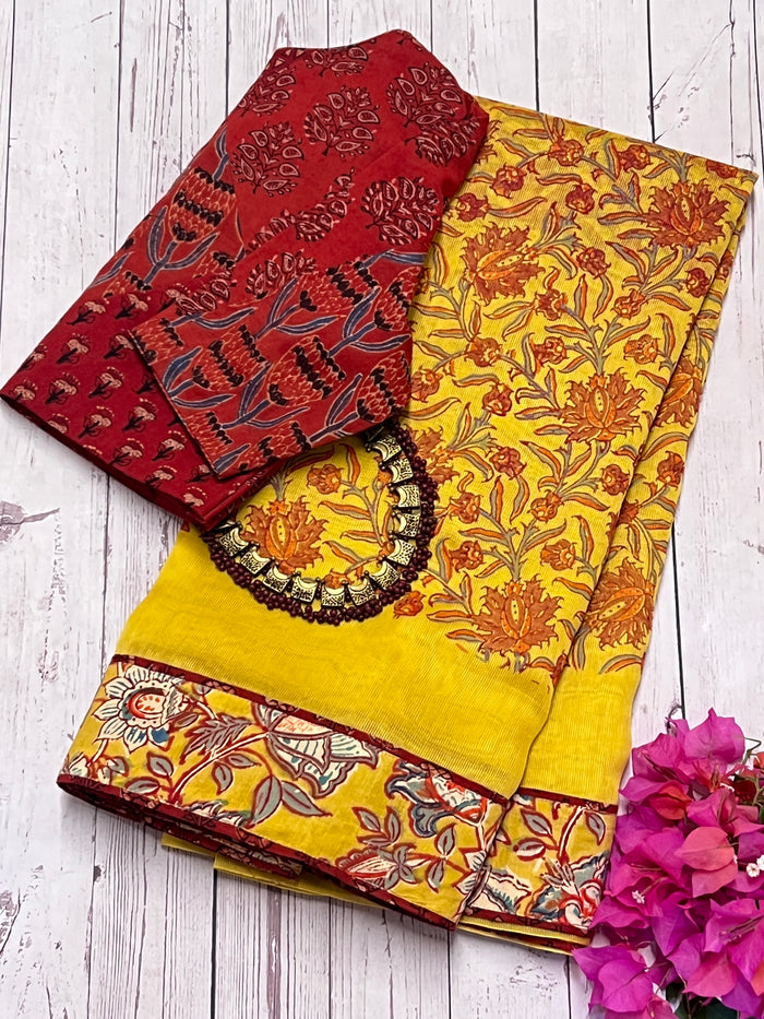 Handprinted Supernet Saree