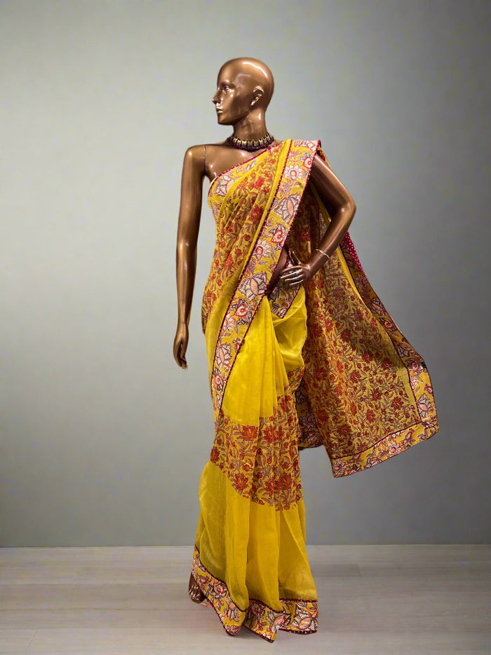 Handprinted Supernet Saree