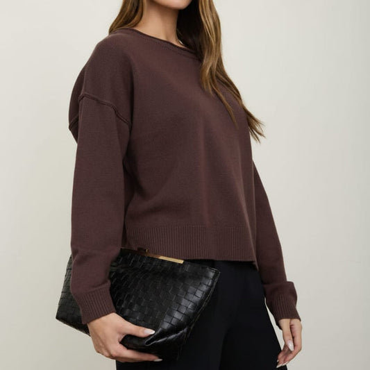Haven Boat Neck Raw Edge Knit Sweater