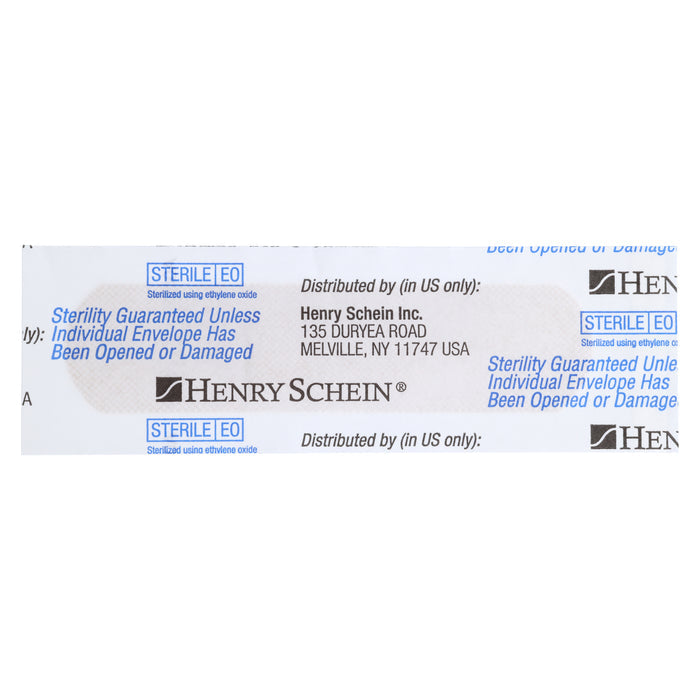 Henry Schein Adhesive Sheer Bandage Strips, 3/4" x 3", Sterile, Box of 100 Bandages