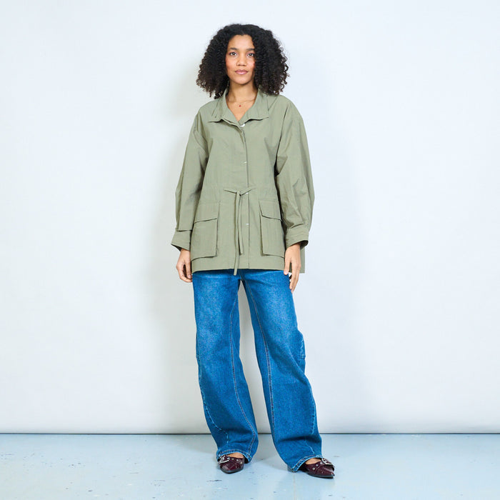 High neck drawstring waist oversized utility jacket wholesale