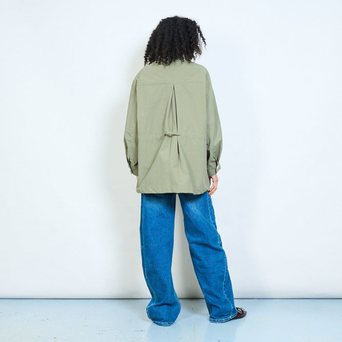 High neck drawstring waist oversized utility jacket wholesale