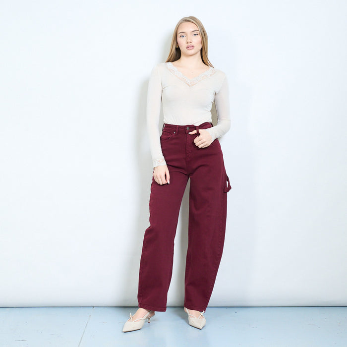 High-rise relaxed tapered denim jeans wholesale