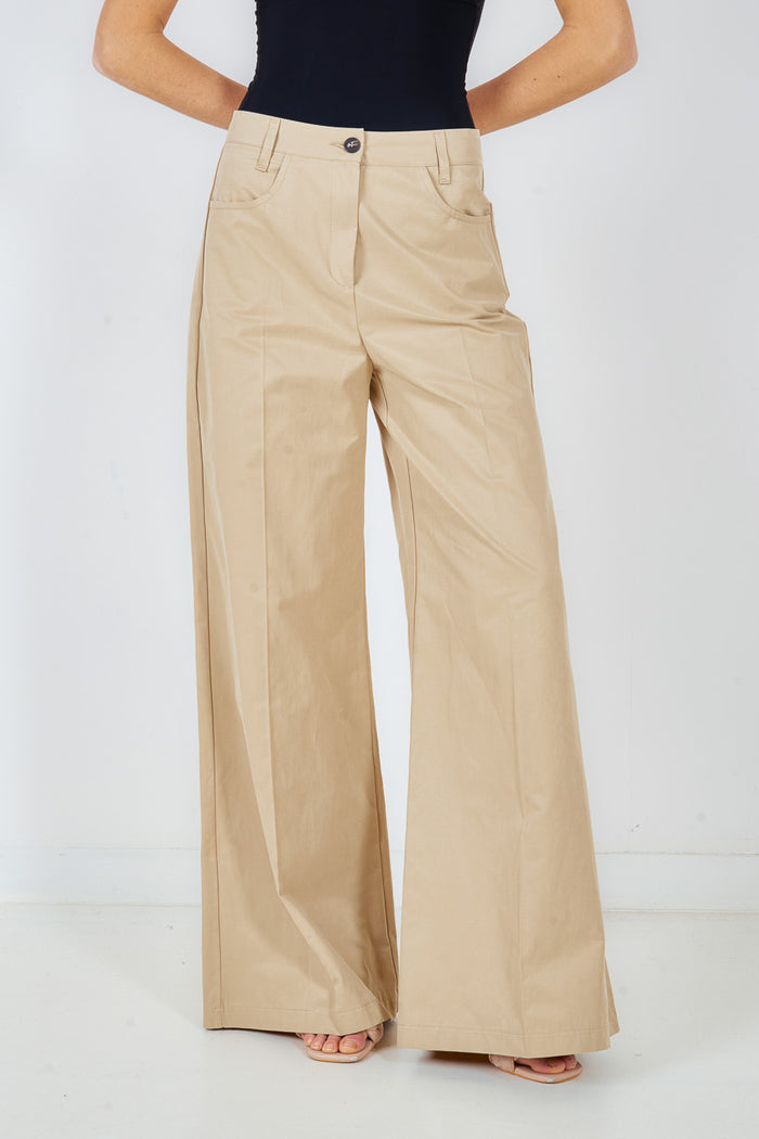 High-waist elegant wide-leg tailored trousers wholesale