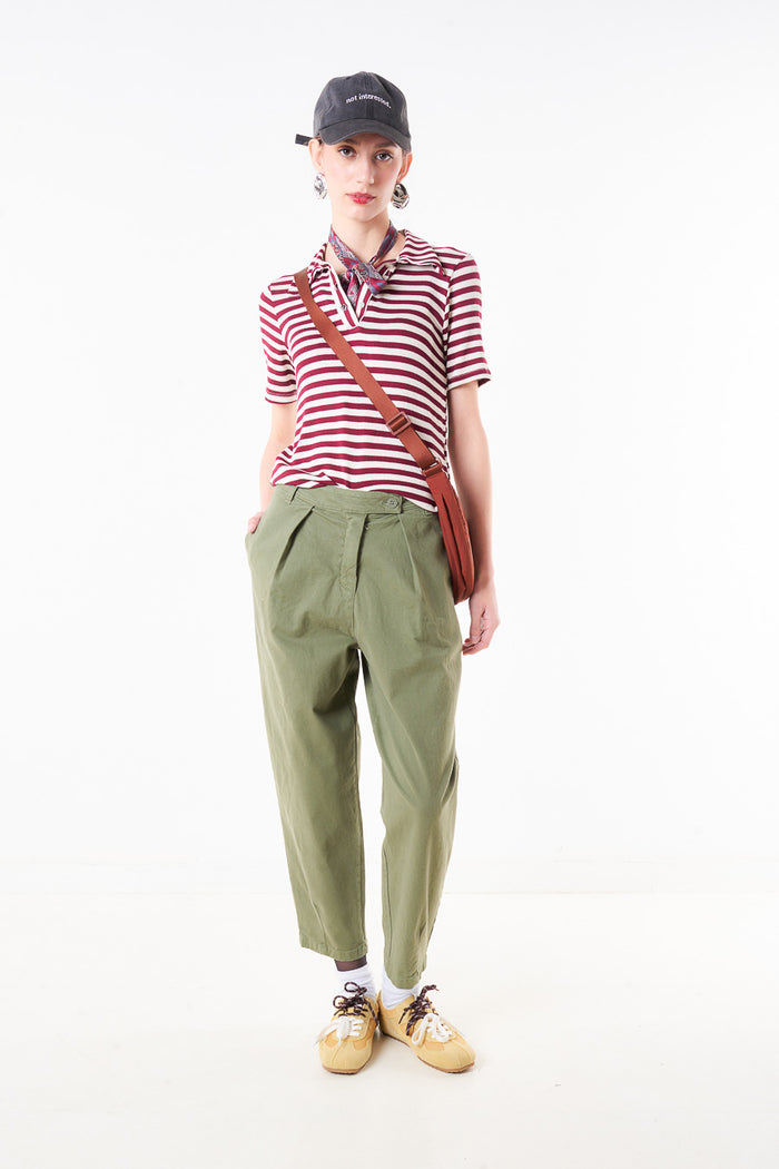 High waist pleated straight leg trouser with side pocket wholesale