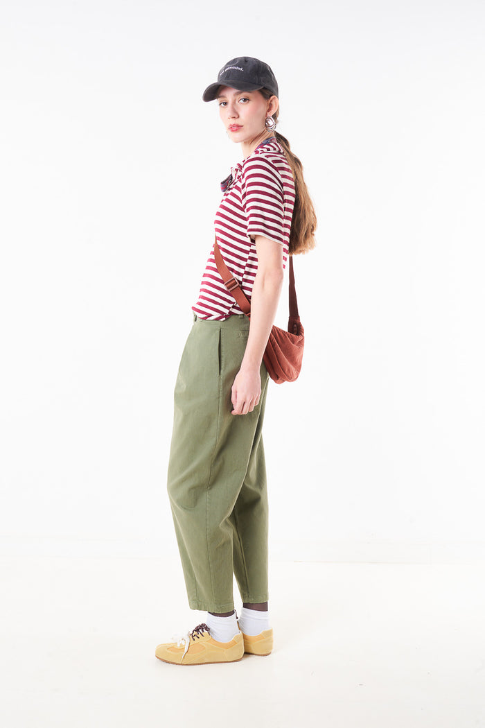 High waist pleated straight leg trouser with side pocket wholesale