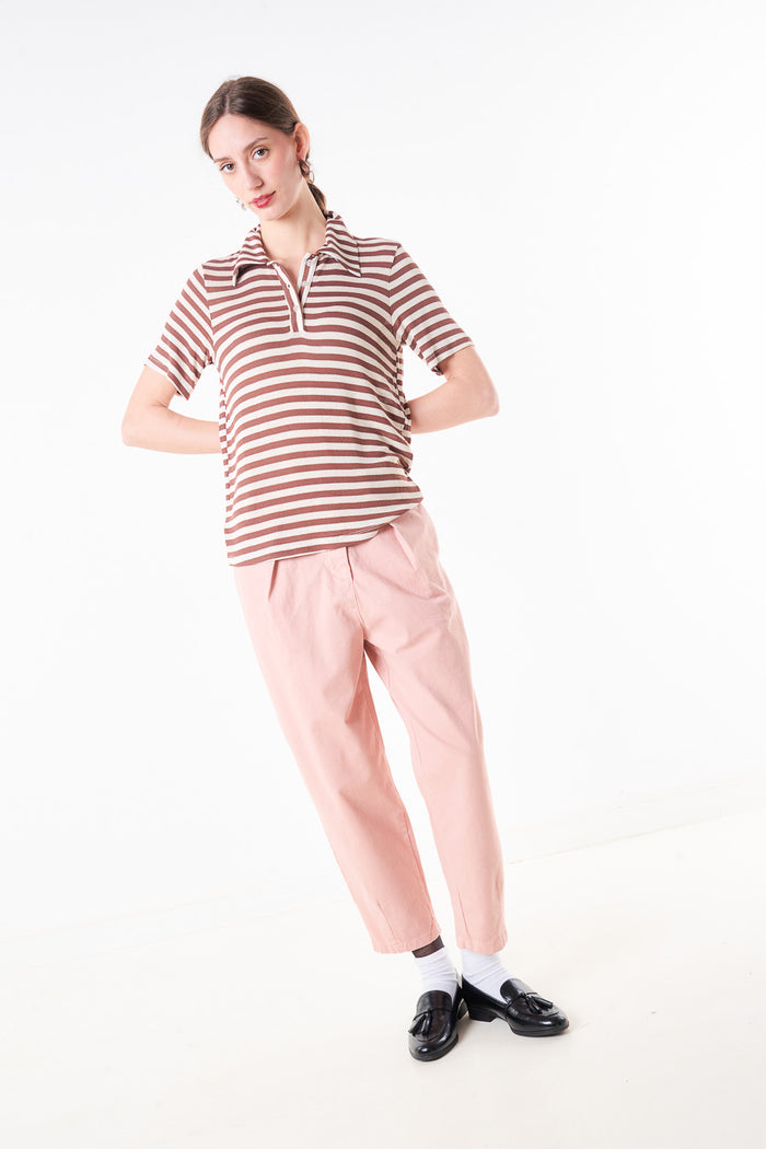 High waist pleated straight leg trouser with side pocket wholesale