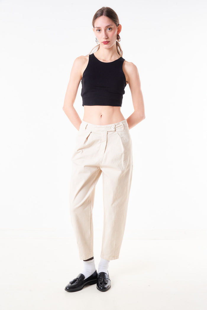 High waist pleated straight leg trouser with side pocket wholesale