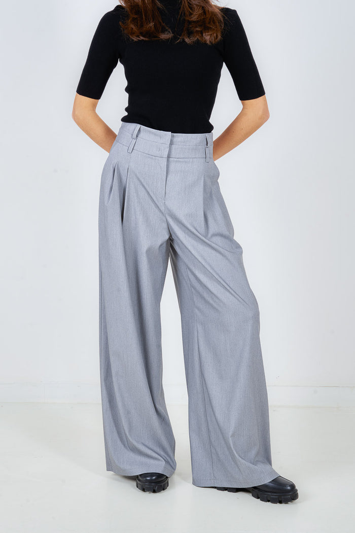 High waist pleated wide leg tailored trousers wholesale