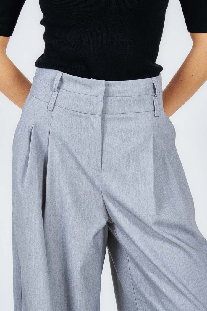 High waist pleated wide leg tailored trousers wholesale