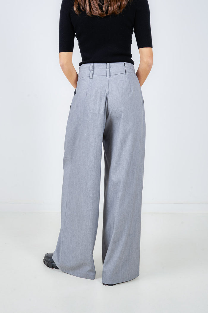 High waist pleated wide leg tailored trousers wholesale