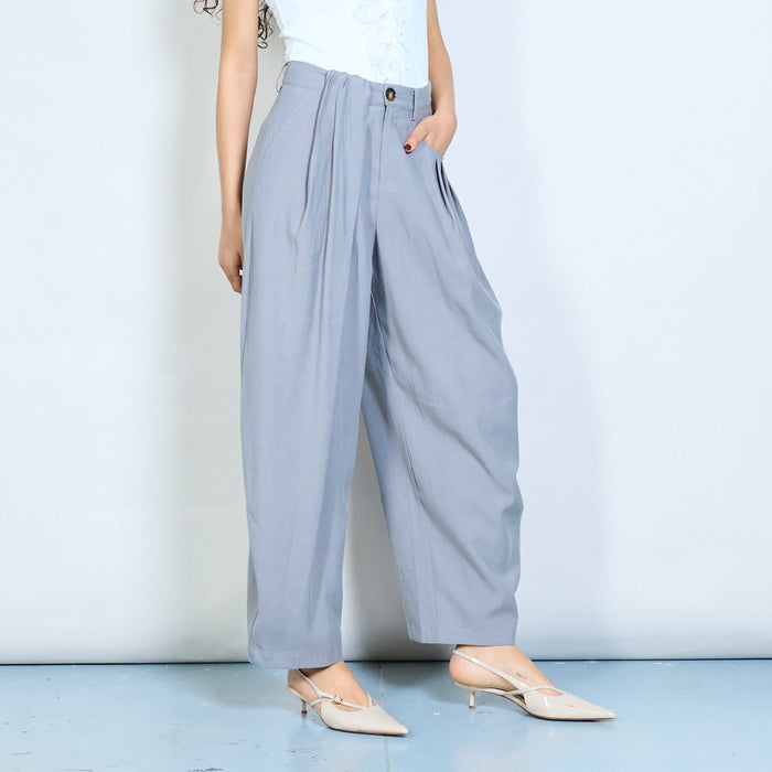 High waist pleated wide leg tailored trousers wholesale