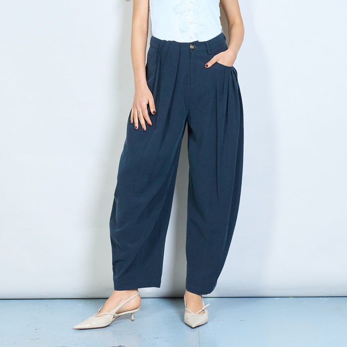 High waist pleated wide leg tailored trousers wholesale