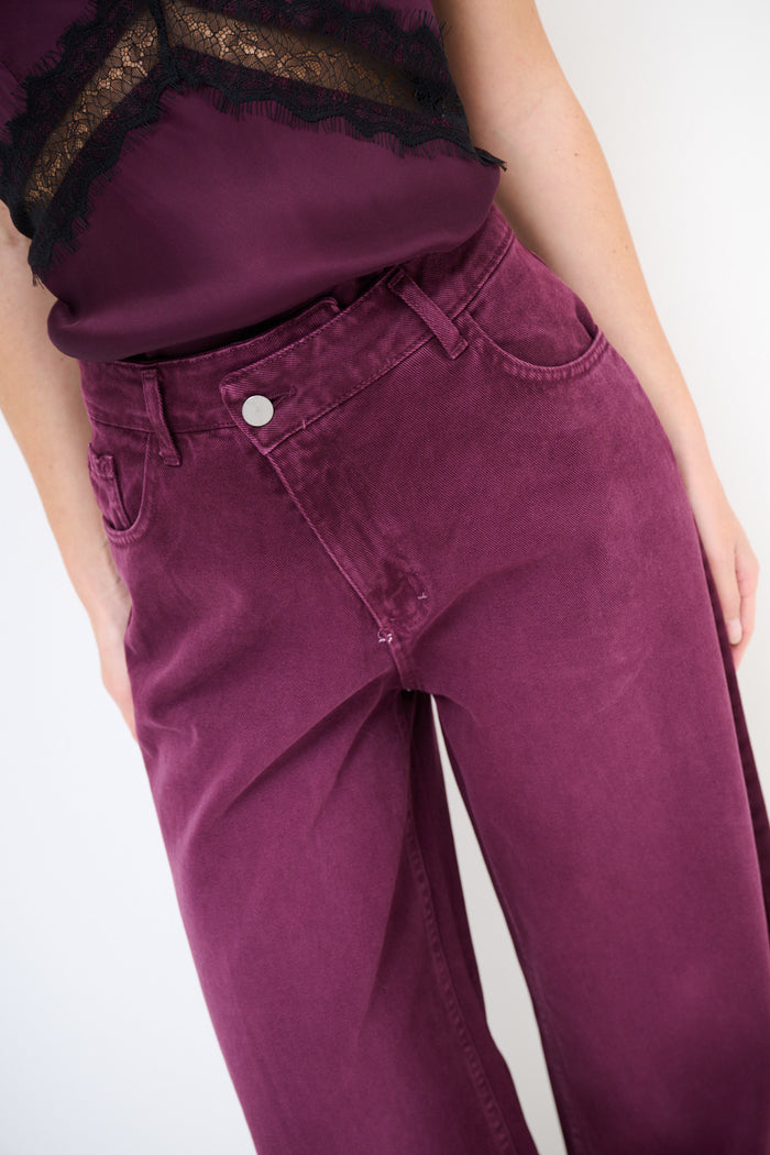 High-waist straight wide denim pants with smooth finish wholesale