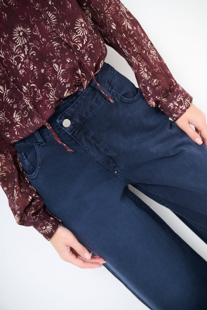 High-waist straight wide denim pants with smooth finish wholesale