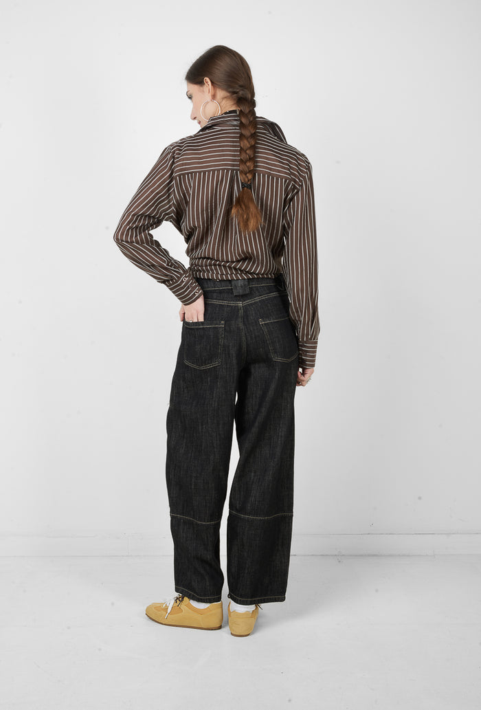 High waist wide leg contrast stitch denim jeans wholesale