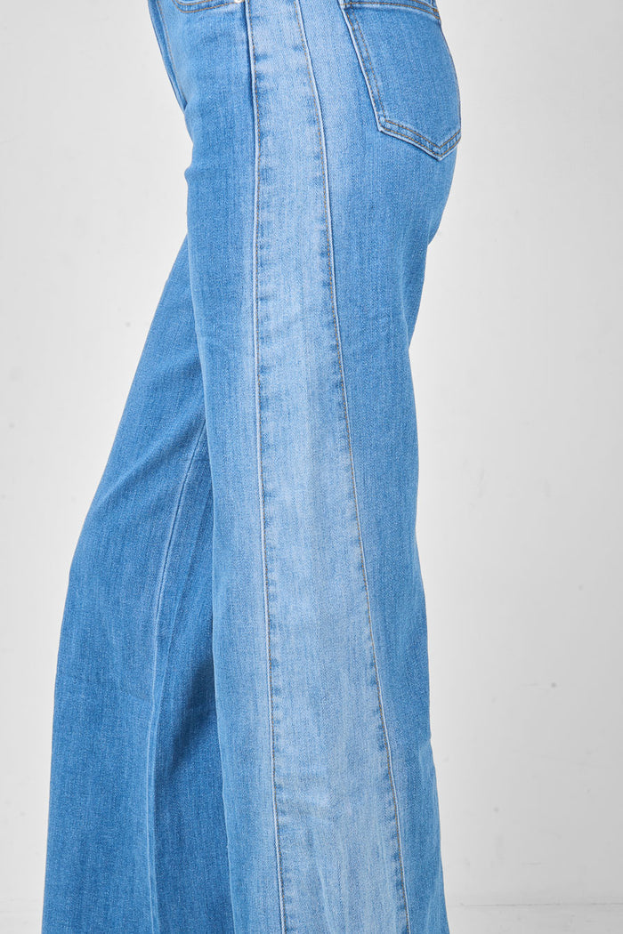 High waist wide leg raw hem denim jeans wholesale
