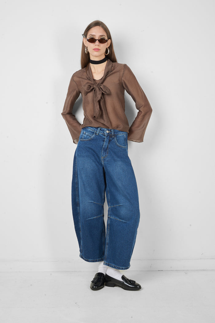 High waist wide leg structured seam denim jeans wholesale